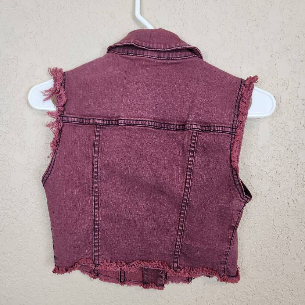 Bullhead Black Red Wash Light Denim Crop Top Small (7252) - Picture 2 of 6
